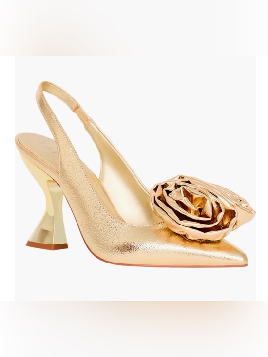 Katy Perry Collections Shoes - NEW KATY PERRY GOLD THE LATERR HIGH FLOWER SLINGBACK PUMPS HIGH HEELS SHOES 5.5